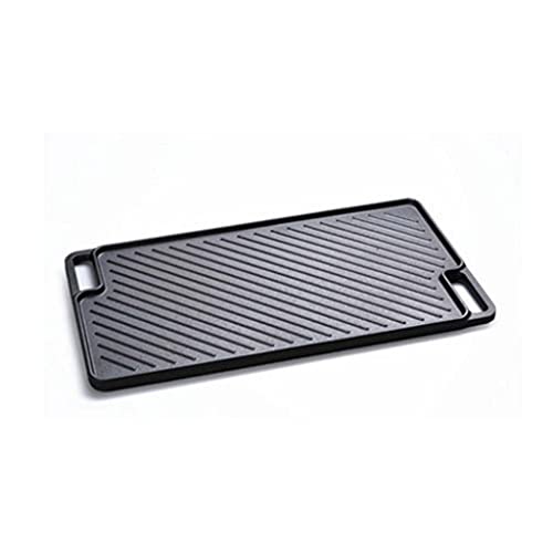 SLATIOM Cast Iron Double-Sided Grill, Uncoated Grill Pan, Cast Iron Grill, Grill Pan, Barbecue Utensils