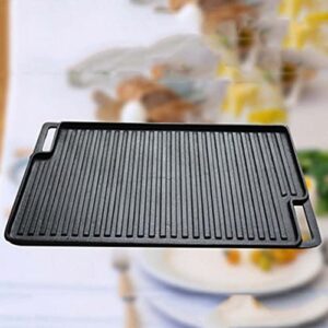 SLATIOM Cast Iron Double-Sided Grill, Uncoated Grill Pan, Cast Iron Grill, Grill Pan, Barbecue Utensils