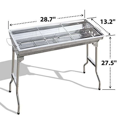 BenefitUSA Foldable Large Stainless Steel Barbecue Charcoal BBQ Grill Kabob Shashlik Cooking Stove