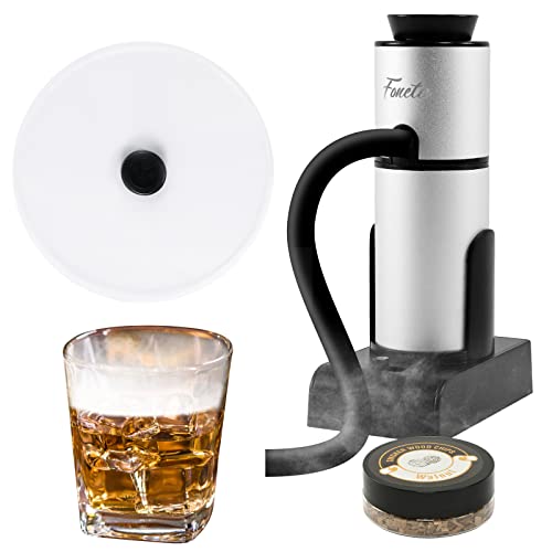 Foneta Smoking Gun Cocktail Smoker Kit with Wood Chips & Cup Lid, Upgraded Portable Indoor Smoke Infuser Whiskey Smoker Kit (starter kit)