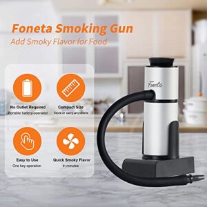 Foneta Smoking Gun Cocktail Smoker Kit with Wood Chips & Cup Lid, Upgraded Portable Indoor Smoke Infuser Whiskey Smoker Kit (starter kit)