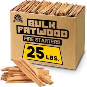 eco-stix fatwood fire starter kindling firewood sticks – 100% organic – firestarter for wood stoves, fireplaces, campfires, bonfires, 25 lbs