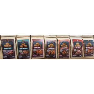 Lumber Jack BBQ 7 Varieties BBQ Pellet Pack - 1 Pound Bags - 100 Percent (Apple, Cherry, Pecan, Hickory, Maple-Hickory-Cherry, Mesquite and Maple) - 2Day Shipping