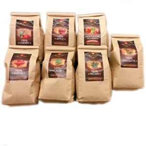 Lumber Jack BBQ 7 Varieties BBQ Pellet Pack - 1 Pound Bags - 100 Percent (Apple, Cherry, Pecan, Hickory, Maple-Hickory-Cherry, Mesquite and Maple) - 2Day Shipping