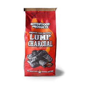 betterwood products 3317 100% all natural hardwood lump charcoal for outdoor grill and smoker, 17.6 pounds