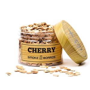 smoke boards cherry wood chips - 10 ounces perfect for cocktail smoking chips, smoke infuser, 10 oz. of large premium wood chips