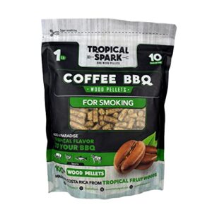 Tropical Spark Coffee Wood Pellets | Perfect for BBQ, Smoking, Grilling, Bake, Roast and Braise | Premium 100% All-Natural | 1 lb. Bag