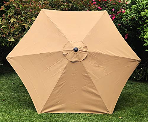 BELLRINO DECOR Replacement MEDIUM COFFEE/TAUPE STRONG & THICK Umbrella Canopy for 9ft 6 Ribs MEDIUM COFFEE/TAUPE (Canopy Only) (MEDIUM COFFEE 96)