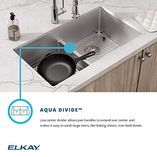 Elkay Crosstown ECTSRA33229TBG1 Equal Double Bowl Dual Mount Stainless Steel Kitchen Sink Kit with Aqua Divide