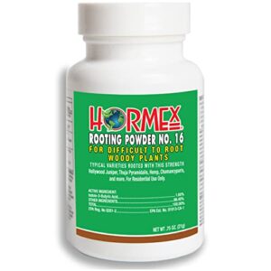 hormex rooting powder #16 - for difficult to root woody plants - 1.6 iba rooting hormone for plant cuttings - fast & effective - free of alcohol, dye, gel & preservatives for healthier roots, 21g