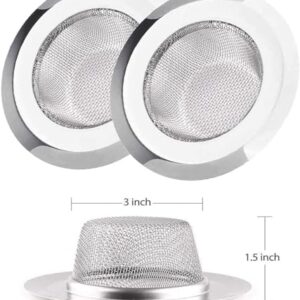 Stainless Steel Kitchen Sink Strainer Large Wide Rim 4.5" Set of 2