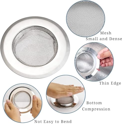 Stainless Steel Kitchen Sink Strainer Large Wide Rim 4.5" Set of 2