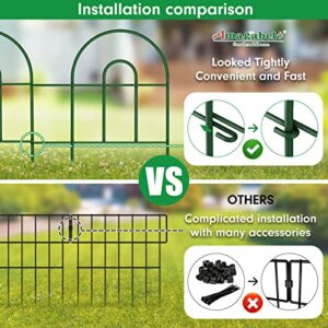 AMAGABELI GARDEN & HOME 35 Panels Decorative Garden Fence 50ft (L)x 18in(H) Rustproof Green Iron Landscape Folding Garden Fencing Panel Border Edge Edging Patio Flower Bed Animal Barrier For Dog