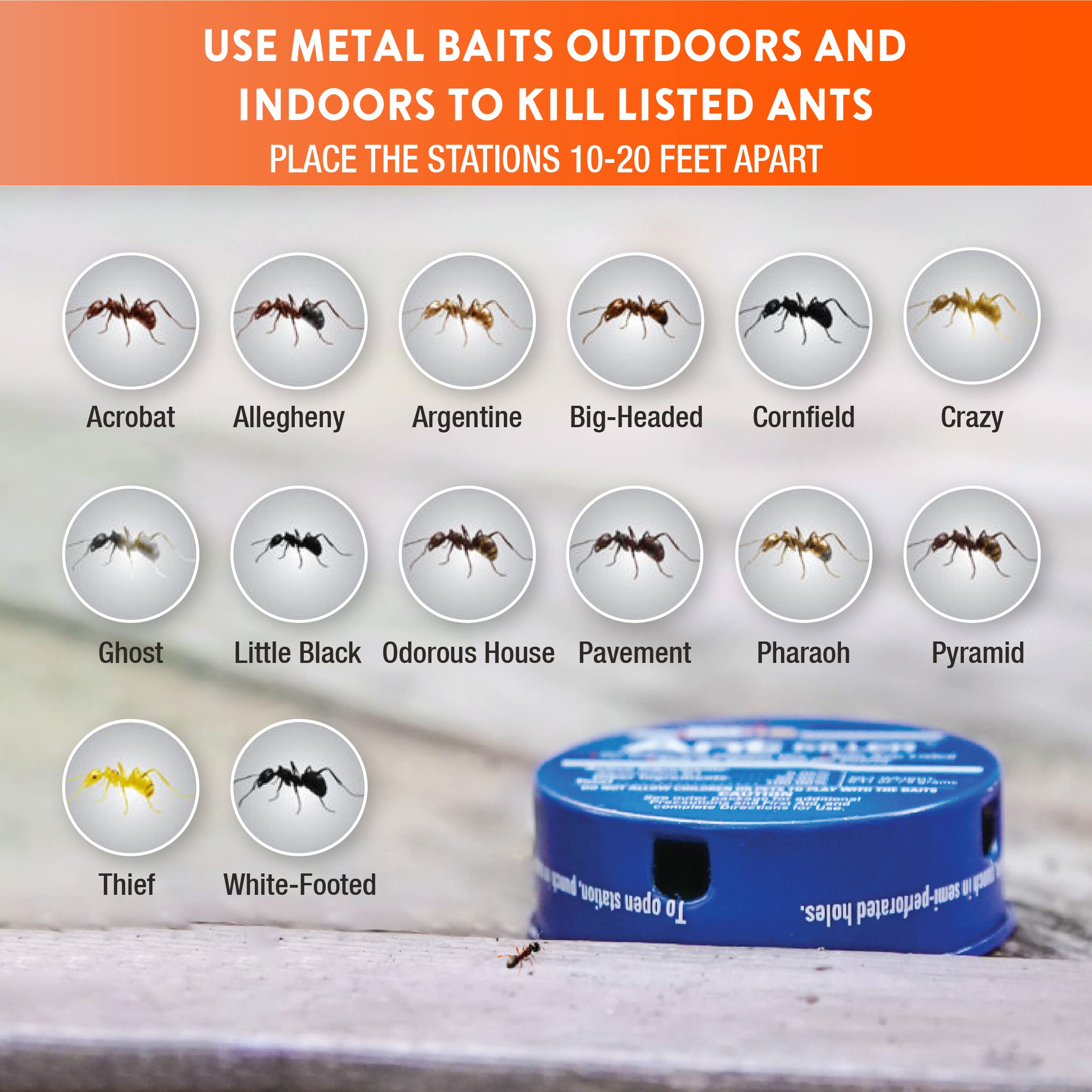 PIC 4PK-Metal-AB Bait Stations Homeplus Ant Killer Metal Bait Stations, Indoor Ant Traps, Indoor Pest Control, Pack of 4