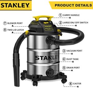 Stanley SL18117 Wet/Dry Vacuum, 8 Gallon, 4 Horsepower, 4.0 HP, Silver
