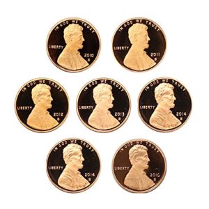 2010-2016 proof lincoln shield cent run 7 coin set u.s.mint