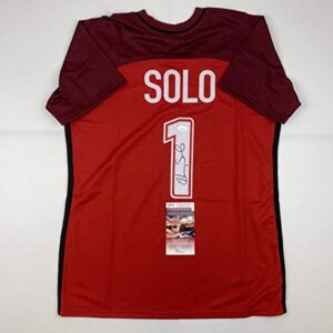 autographed/signed hope solo red soccer team usa world cup jersey jsa coa