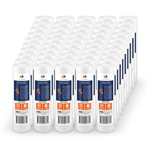 aquaboon 50-pack of 1 micron 10"x2.5" sediment water filter replacement cartridge for any standard ro unit | whole house sediment filtration | compatible with dupont wfpfc5002, pentek dgd series, rfc