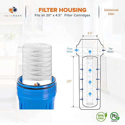 Aquaboon 5 Micron 20" x 4.5" String Wound Sediment Water Filter Cartridge | Whole House Sediment Filtration | Compatible with PC40-20, WP1BB20P, 355222-45, WPP-45200-01, WPP-45200-01, 84650, 6-Pack