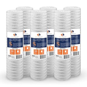 aquaboon 5 micron 20" x 4.5" string wound sediment water filter cartridge | whole house sediment filtration | compatible with pc40-20, wp1bb20p, 355222-45, wpp-45200-01, wpp-45200-01, 84650, 6-pack