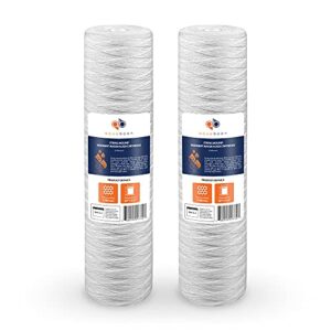 aquaboon 5 micron 20"x4.5" string wound sediment water filter cartridge | whole house sediment filtration | compatible with pc40-20, wp1bb20p, 355222-45, wpp-45200-01, wpp-45200-01, 84650, 2-pack