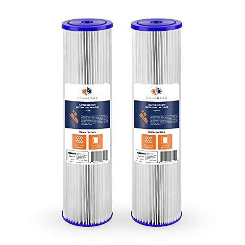 Aquaboon 5 Micron 20" x 4.5" Pleated Sediment Water Filter Replacement Cartridge | Whole House Sediment Filtration | Compatible with ECP5-BB, AP810-2, HDC3001, CP5-BB, SPC-45-1005, ECP1-20BB, 2-Pack