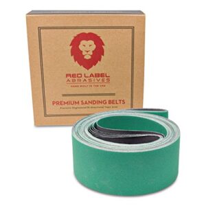 red label abrasives 2 x 72 inch 220 grit metal grinding ceramic sanding belts, extra long life, 6 pack