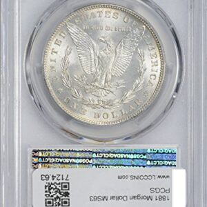 1881-P Morgan Silver Dollar, MS63, PCGS