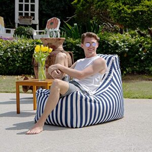 Jaxx Juniper Outdoor Bean Bag Patio Chair, Navy Stripes