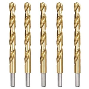 drillforce (5 pcs) 1/2 in. x 6 in. hss titanium coated drill bits, jobber length, straight shank, metal drill for general purpose (1/2)