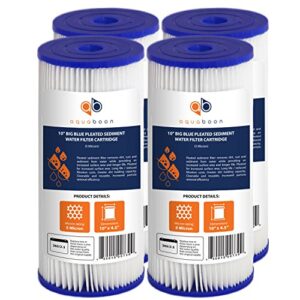 aquaboon 5 micron 10"x4.5" pleated sediment water filter replacement cartridge | whole house sediment filtration | compatible with fxhsc, ecp5, fm-10-5, cp5s, 255490-43, hdc3001, 4-pack