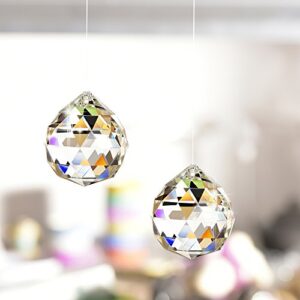 JIHUI Clear Glass Crystal Ball Prism Pendant Suncatcher 40mm Pack of 2