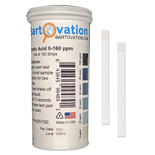 Peracetic Acid Test Strips, 0-160 ppm [Vial of 100 Strips]