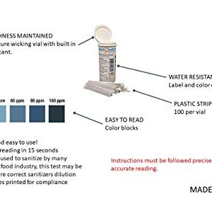 Peracetic Acid Test Strips, 0-160 ppm [Vial of 100 Strips]