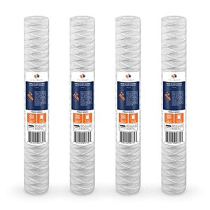 aquaboon 5 micron 20" x 2.5" string wound sediment water filter cartridge | universal replacement for any 20 inch ro unit | compatible with 101-230, pd-5-20, ap110-2c, p5-20, cfs124-c20, 4-pack