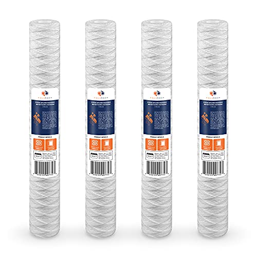 Aquaboon 5 Micron 20" x 2.5" String Wound Sediment Water Filter Cartridge | Universal Replacement for Any 20 inch RO Unit | Compatible with 101-230, PD-5-20, AP110-2C, P5-20, CFS124-C20, 4-Pack