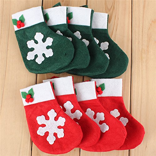 4pcs Christmas Snowflake Stockings Cutlery Decor Silverware Dinner Party Tableware