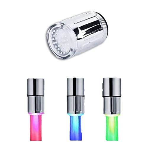 3 Color LED Light ChangingTemperature Sensor, Shower Stream Water Faucet Tap, for Kitchen Bathroom (23.5mm/0.925in)