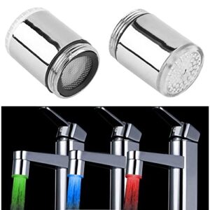 3 Color LED Light ChangingTemperature Sensor, Shower Stream Water Faucet Tap, for Kitchen Bathroom (23.5mm/0.925in)