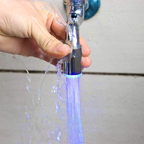 3 Color LED Light ChangingTemperature Sensor, Shower Stream Water Faucet Tap, for Kitchen Bathroom (23.5mm/0.925in)