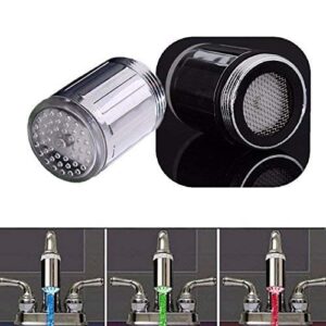 3 Color LED Light ChangingTemperature Sensor, Shower Stream Water Faucet Tap, for Kitchen Bathroom (23.5mm/0.925in)