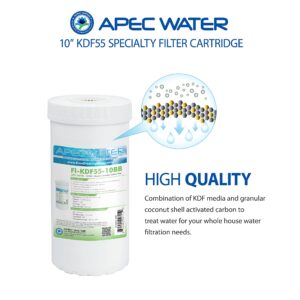 APEC Water US Made Whole House Heavy Metals Removal KDF55 / GAC Carbon Filter 4.5" x 10" (FI-KDF55-10BB)