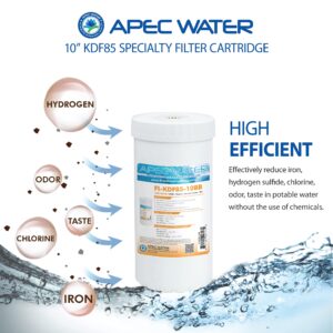 APEC Water Systems FI-KDF85-10BB US Made Iron and Hydrogen Sulfide Reduction Replacement Water Filter 4.5"x10", White