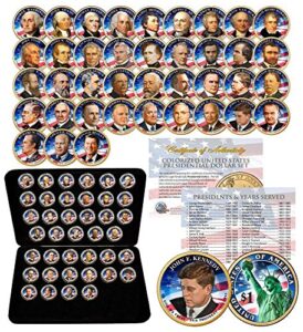 39 coin complete set presidential $1 us dollar fully colorized 2-sided with box