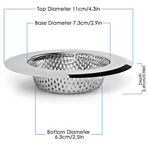 3 Pack Kitchen Sink Strainers, SENHAI 4.3" Diameter Stainless Steel Sink Hole Cover Basket for House Bathroom Kitchen Sinks, Anti-Clogging & Rust-Free & Corrosion-Free