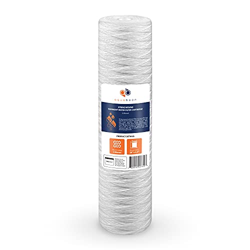 Aquaboon 5 Micron 20"x4.5" String Wound Sediment Water Filter Cartridge | Whole House Sediment Filtration | Compatible with PC40-20, WP1BB20P, 355222-45, WPP-45200-01, WPP-45200-01, 84650, 10-Pack