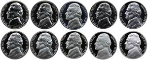 1970 s - 1979 s jefferson nickel gem proof run 10 coins us mint decade lot complete 1970's set uncirculated