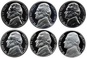 1970 S - 1979 S Jefferson Nickel Gem Proof Run 10 Coins US Mint Decade Lot Complete 1970's Set Uncirculated