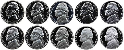 1970 S - 1979 S Jefferson Nickel Gem Proof Run 10 Coins US Mint Decade Lot Complete 1970's Set Uncirculated