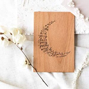 My Sun Moon Stars Wood Wedding Anniversary Card for Wife Husband Couple [Romantic Valentine's Day Card for Boyfriend Girlfriend, Made in the USA]